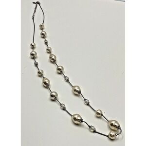 Dell'Olio Pearl and Crystal Necklace Silver Tone‎